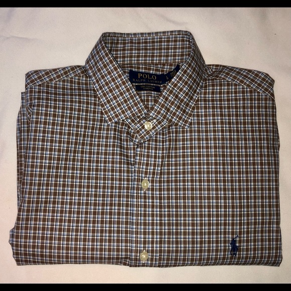 NWOT Men's Ralph Lauren 100% Stretch Plaid Button Down Shirt Large - Picture 1 of 8
